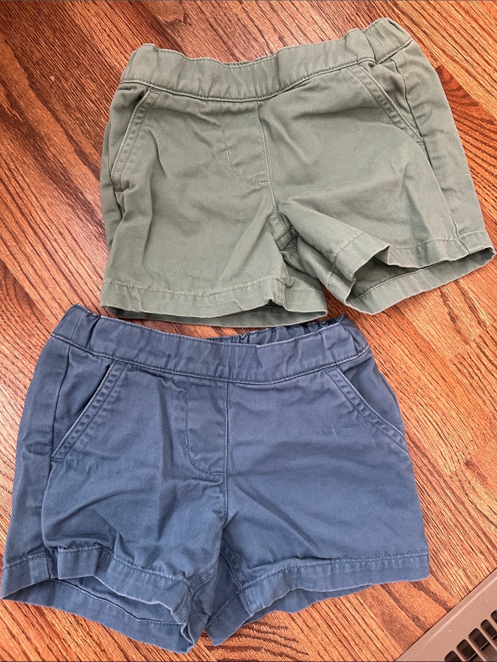 Primary Olive and Slate Blue Knit Chino Kids Shorts